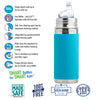 Bottiglia termica AZZURRA in acciaio inossidabile 260 ml con beccuccio | 100% plastic free, la bottiglia che cresce con il tuo bambino